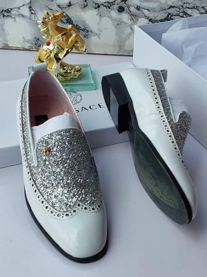 Premium Versace white patent leather loafers