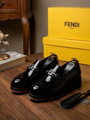 Fendi Black Patent Leather Horsebit Loafer