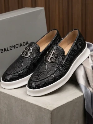 Luxury black textured Balenciaga loafers