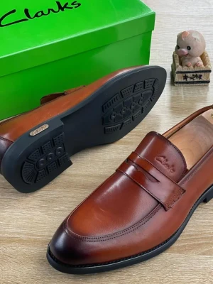 Clarks Tan Leather Penny Loafer