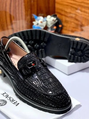 Men’s Versace Croc-Embossed Leather Loafer