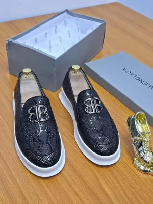 Luxury black textured Balenciaga loafers