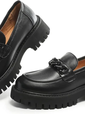 black Naked Wolfe chain-link platform loafers