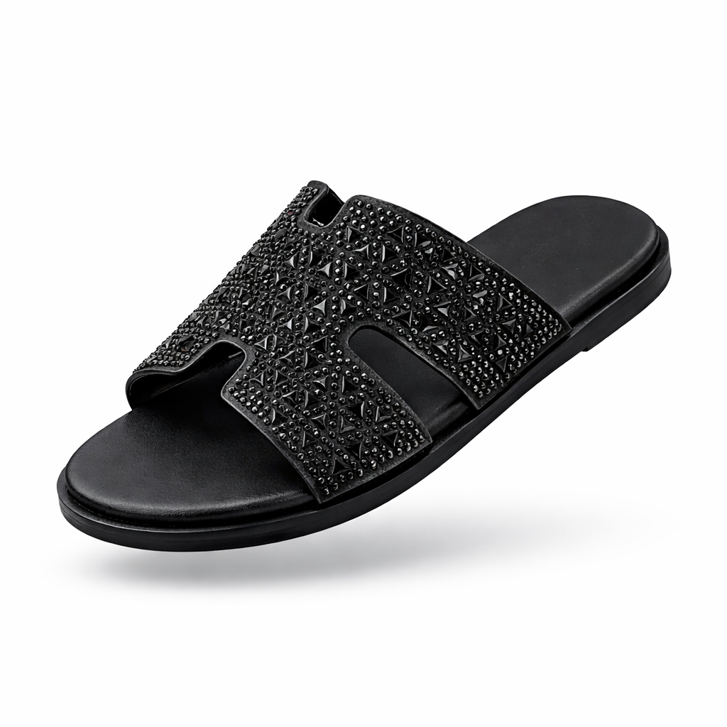 Hermès Oran Sandal – Sellier Crystal-Embellished Hermès Oran Crystal Slide Sandal – White Leather with Sparkling ‘H’ Strap | Luxury Designer Slides for Nigerian Men | Authentic Hermès Paris Footwear