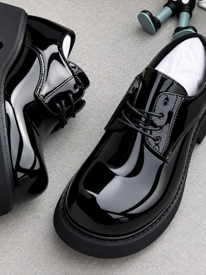 Premium black patent leather oxfords