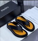 Original Pedro luxury slide sandal showcasing precise stitching and branded packaging - 100% genuine Nigeria Pedro slide sandal with embossed logo and matching SKU - Swingdot Luxe verified footwear