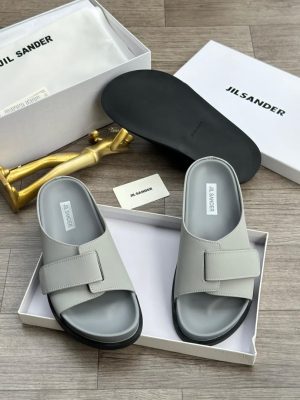 Premium grey leather Jil Sander slides