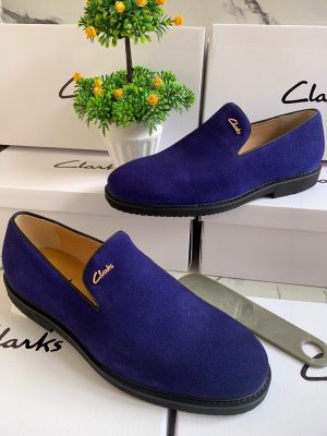 Royal blue suede Clarks loafers