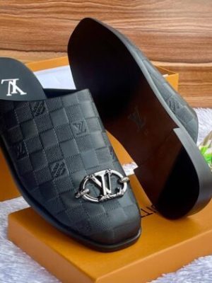 Louis Vuitton Damier Graphite slide sandals
