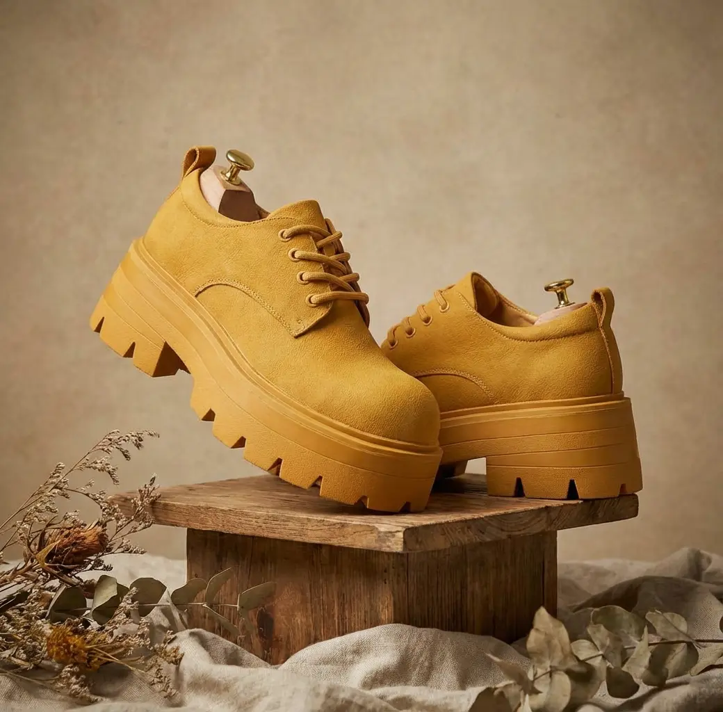 Balenciaga™ Triple S Platform Oxford (Mustard Yellow) Bold mustard yellow Balenciaga Triple S platform oxfords