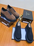 Givenchy Urban Street platform oxfords in chocolate brown and black suede,