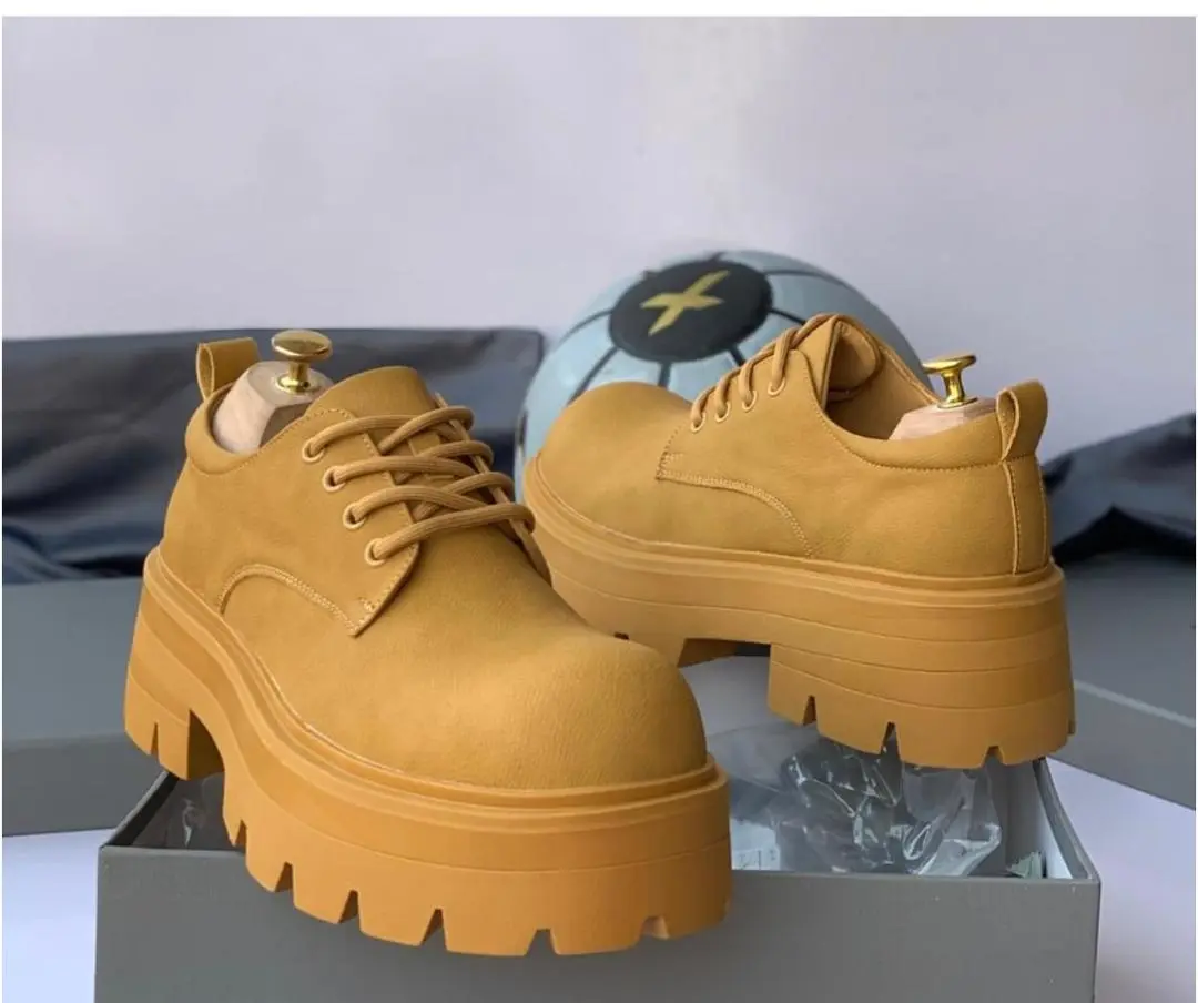 Balenciaga™ Triple S Platform Oxford (Mustard Yellow) Bold mustard yellow Balenciaga Triple S platform oxfords