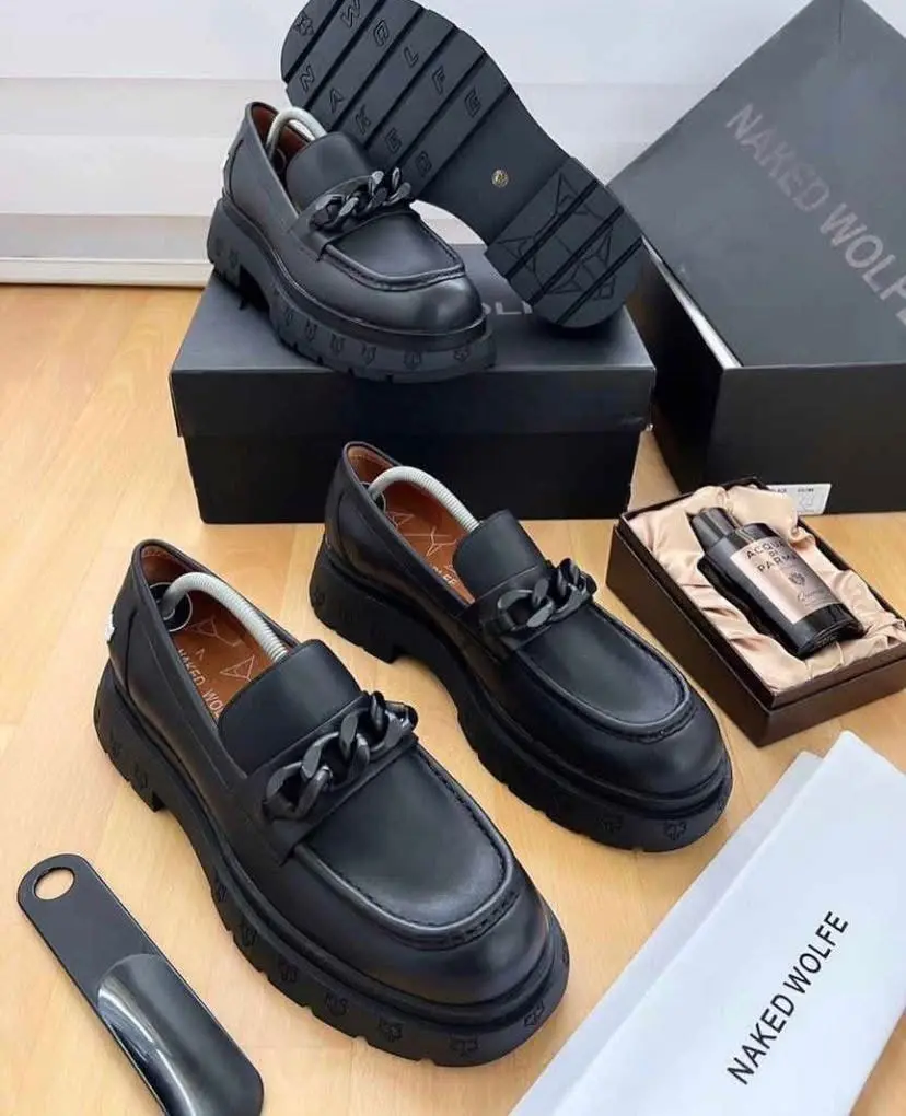 Naked Wolfe™ Chain-Link Platform Loafer black Naked Wolfe chain-link platform loafers