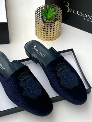 Billionaire embossed velvet slide sandals