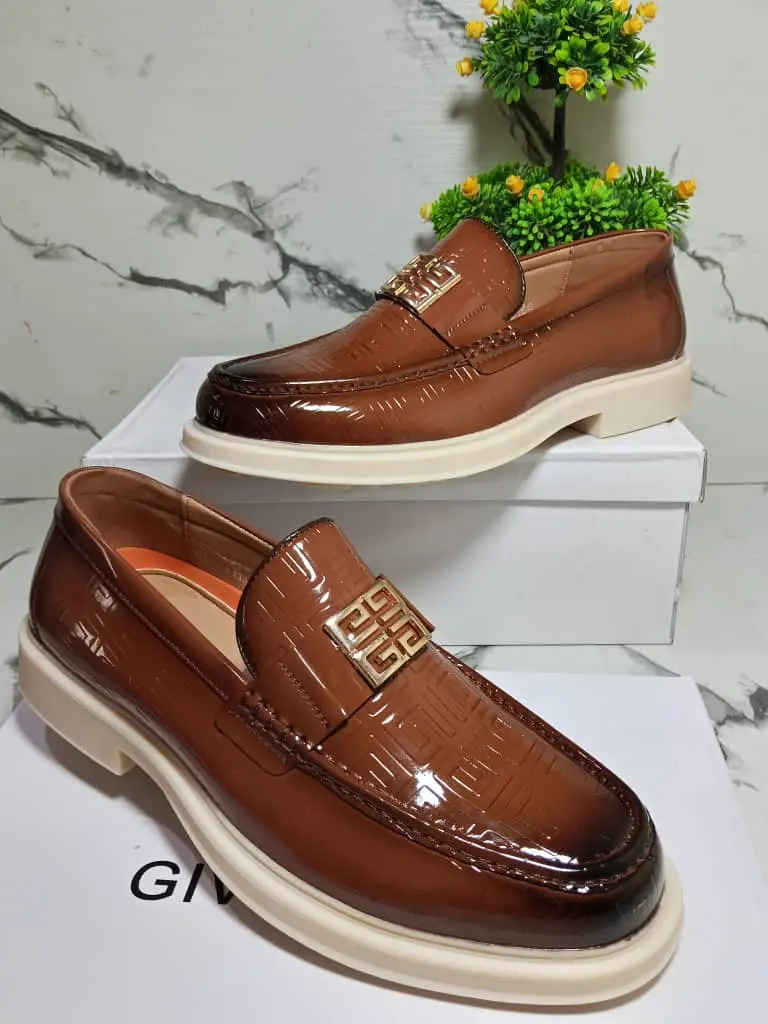 Givenchy™ Gancini Loafer - Cognac Patent Leather Luxury cognac patent leather Givenchy Gancini logo loafer