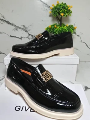 Luxury cognac patent leather Givenchy Gancini logo loafer