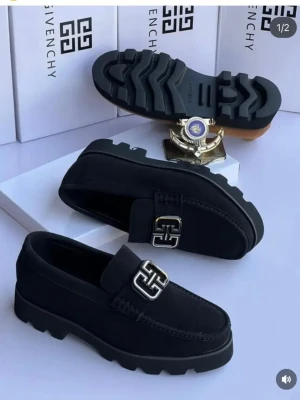 Luxury chocolate brown suede Givenchy Gancini logo loafer