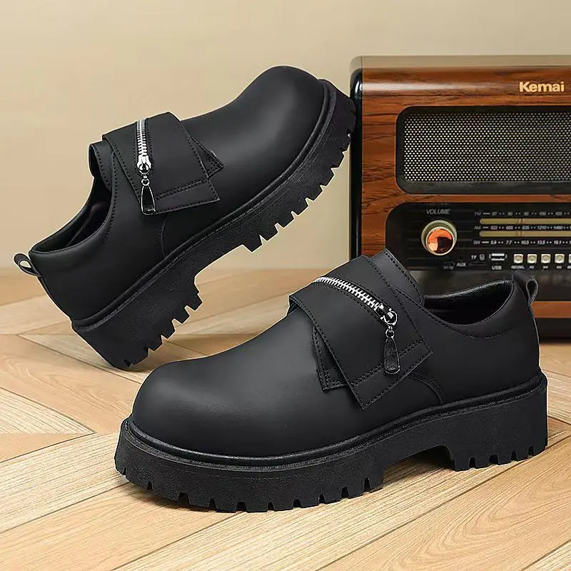 Kemai™ Platform Zip-Up Loafer Luxury black Kemai platform zip-up loafer with a sleek leather upper