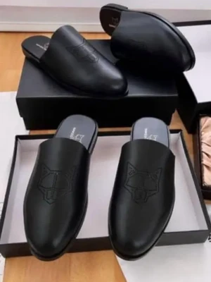 Kemai fox head embossed slide sandals