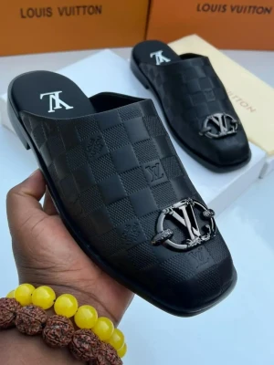 Louis Vuitton Damier Graphite slide sandals