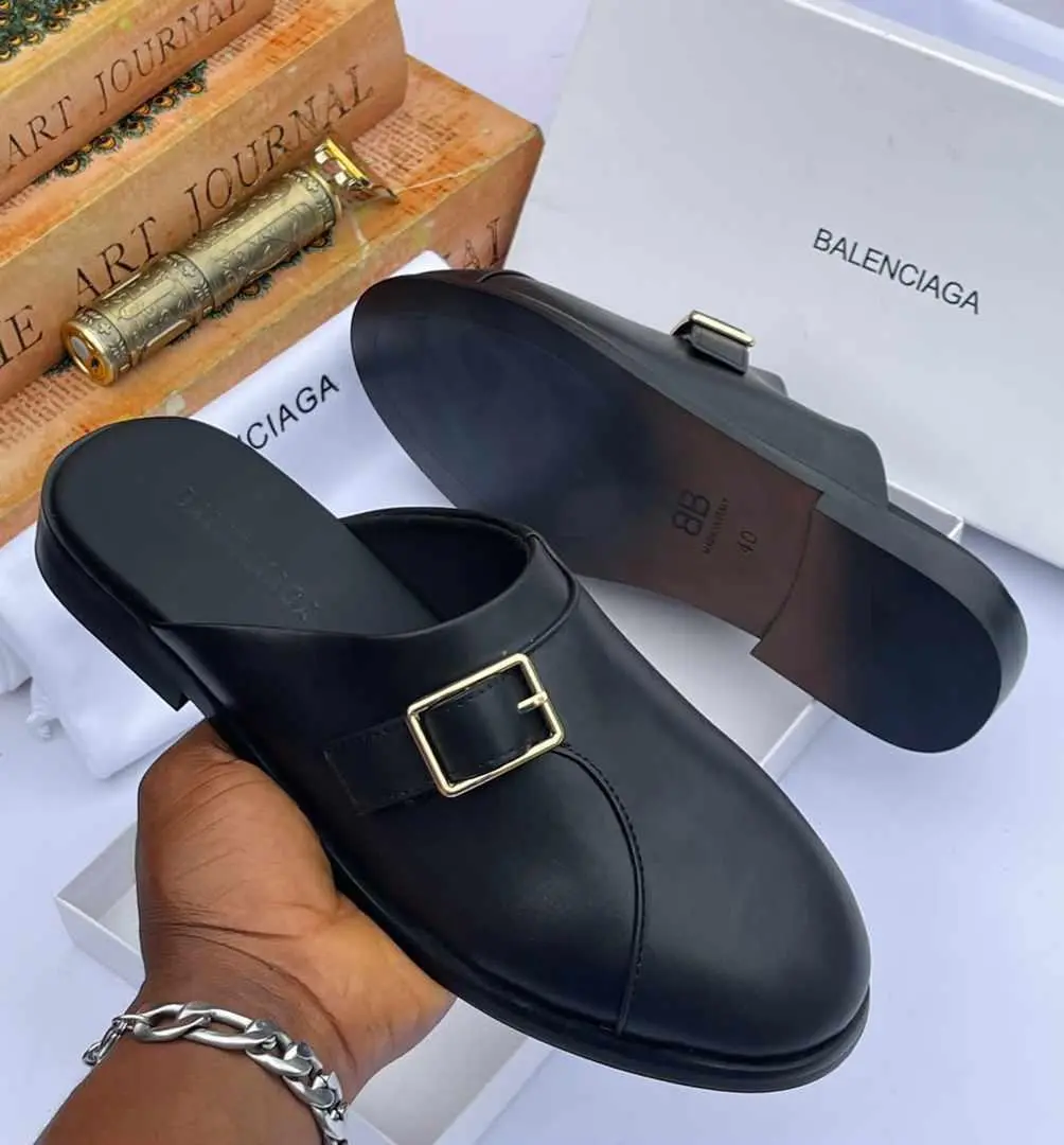 Balenciaga™ Horsebit Slide Sandal Luxury black Balenciaga horsebit slide sandals