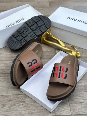 Authentic Miu Miu brown slides
