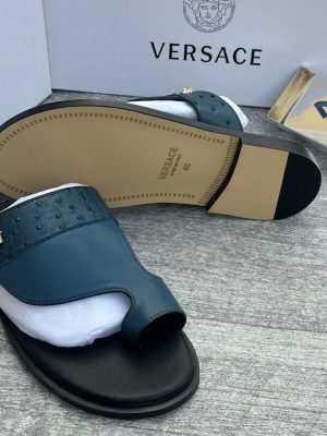 Authentic Versace textured leather slides