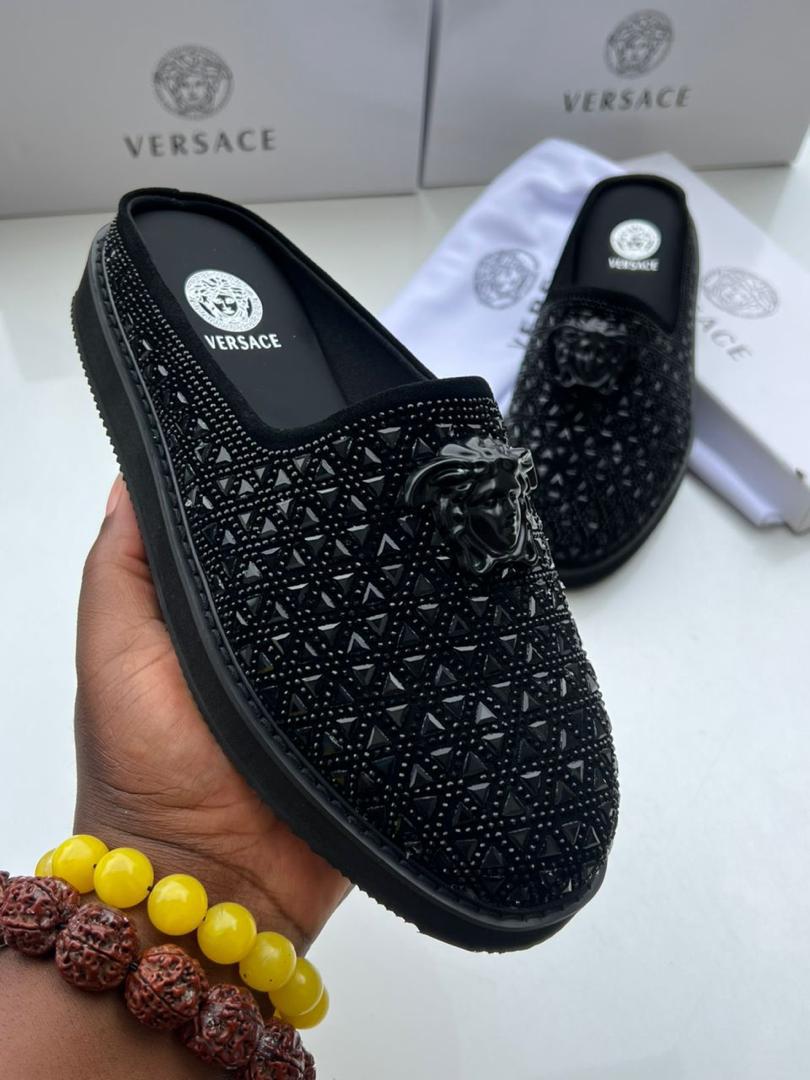 Versace men’s black studded slip-on mules Versace men’s black studded slip-on mules - Image 2