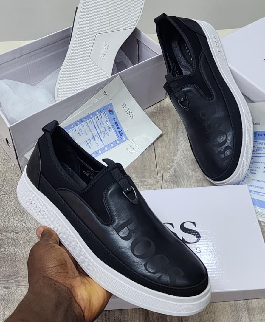Hugo Boss Signature Loafer Original Hugo Boss luxury loafer showcasing precise stitching, clean sole edge, and visible sales memo — 100% genuine Nigeria