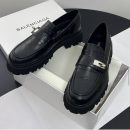 Black crocodile-embossed Balenciaga platform loafers with chunky lug sole and silver hardware - luxury men's designer shoes with white Balenciaga box