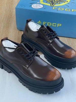 Premium FDCP brown leather derby shoes