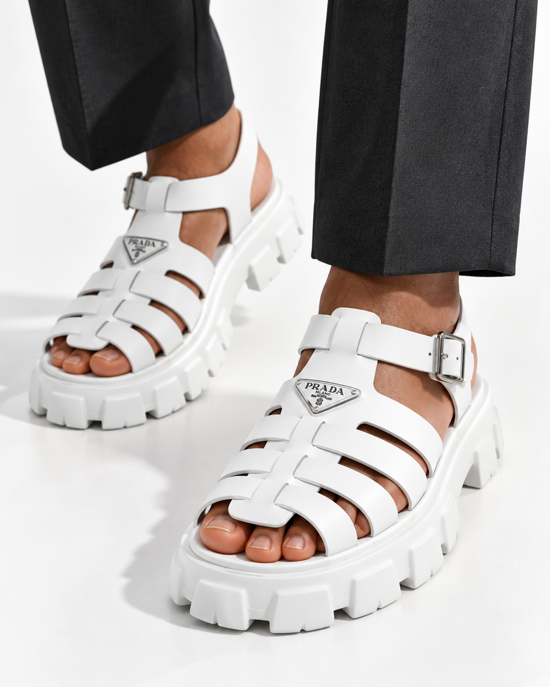 Men's prada white sandals