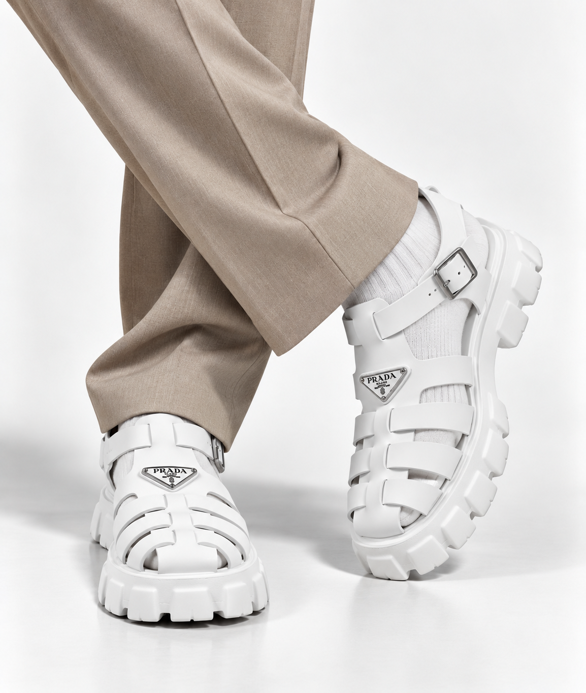 Prada white chunky-sole fisherman sandals Prada white chunky-sole fisherman sandals - Image 2